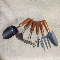 Набор садовых инструментов с деревянными ручками, 6 предметов