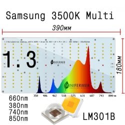 1.3 Quantum board Samsung lm301b 3500K+660nm Osram SSL + UV380+FR740 +IR850